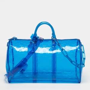 Pre Owned حقيبة لوي فيتون كيبال باندوليير 50 زرقاء شفافة بي في سي مونوجرامي