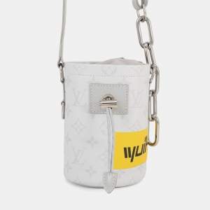 Pre Owned Louis Vuitton Chalk Nano Bag Gray White Monogram