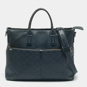 Pre Owned Louis Vuitton 7 Days a Week Blue Damier Inifini Leather Bag