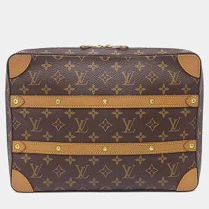 Pre Owned حقيبة ماسنجر لوي فيتون بنية قماش مغلف و جلد سوفت ترانك