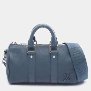 Pre Owned Louis Vuitton Keepall Xs Lv Aerogramme Handbag Leather Blue