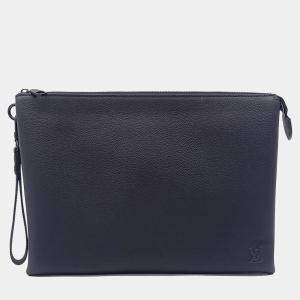 مملوكة مسبقًا Louis Vuitton Black Leather Aerogram Duo Pouch