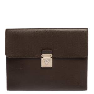 Pre Owned Louis Vuitton Brown Taiga Leather Minuto Portfolio Case