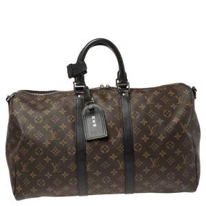 مملوكة مسبقًا Louis Vuitton Black Monogram Canvas Keepall Bandouliere 45 Bag
