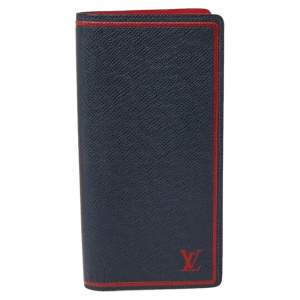 مملوكة مسبقًا Louis Vuitton Blue/Red Taiga Leather Brazza Wallet 