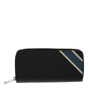 Louis Vuitton Black Taiga Leather Zippy Stripe Vertical Wallet