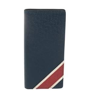 Pre Owned Louis Vuitton Bleu Marine Taiga Leather Brazza Wallet