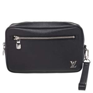 مملوكة مسبقًا Louis Vuitton Black Taiga Leather Kasai Wristlet Bag