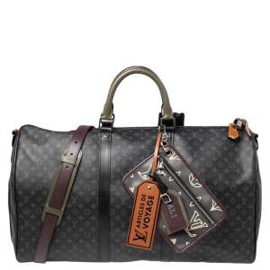 مملوكة مسبقًا Louis Vuitton Monogram Eclipse Canvas Patchwork Keepall Bandouliere 50 Bag