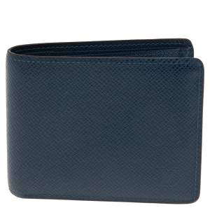 Pre Owned Louis Vuitton Blue Taiga Leather Multiple Wallet