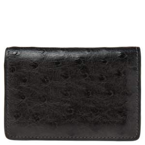 Pre Owned Louis Vuitton Grey Ostrich Pocket Organizer