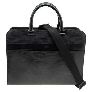 Pre Owned Louis Vuitton Black Epi Leather Bassano MM Bag