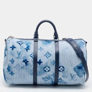 Louis Vuitton Watercolor Monogram Denim Hickory Stripe Keepall 50 Bandoulier Bag