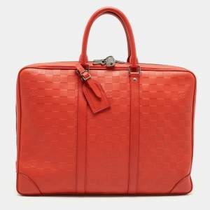 Louis Vuitton Orange Damier Infini Leather Porte Documents Voyage Briefcase