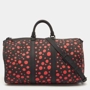 Louis Vuitton X Yayoi Kusama Black/Red Monogram Empreinte Leather Keepall 50 Bandouliere Bag
