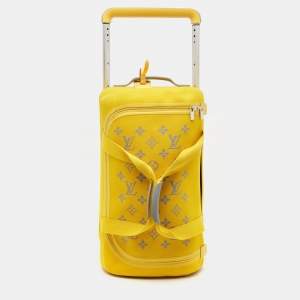 Louis Vuitton Yellow Monogram Knit Horizon Soft Duffle 55 Rolling Luggage