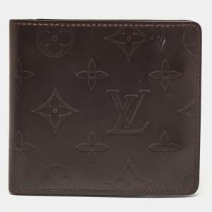 Louis Vuitton Cafe Brown Leather Monogram Glazed Compact Wallet 