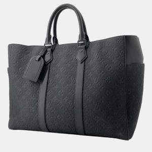 Louis Vuitton Black Monogram Embossed Leather Sac Plat 24H Tote Bag