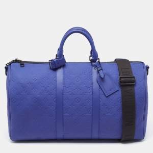 Louis Vuitton Racing Blue Monogram Empreinte Leather Keepall Bandoulière 50 