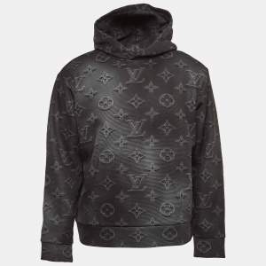 Louis Vuitton Grey 3D Monogram Cotton Knit Hoodie M