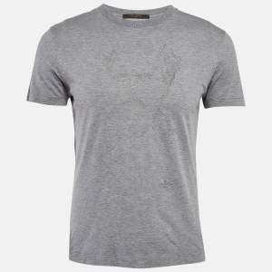 Louis Vuitton Grey Printed Jersey Crew Neck T-Shirt XS