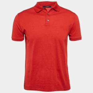 Louis Vuitton Red LV Embroidered Pique Cotton Polo T-Shirt S