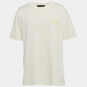 Louis Vuitton White Cotton Knit Signature Crewneck T-Shirt XL