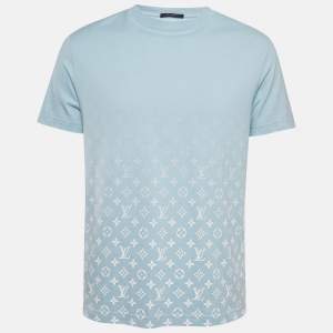 Louis Vuitton Blue Gradient Monogram Print Cotton T-Shirt M