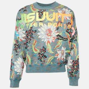 Louis Vuitton Multicolor Floral Intarsia Cotton Knit Sweatshirt S