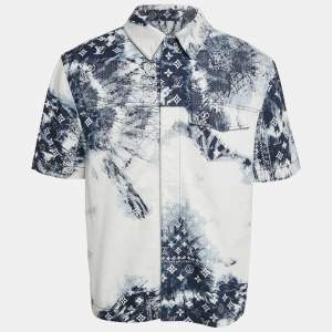 Louis Vuitton Blue Monogram  Bandana Denim Short Sleeve Shirt M