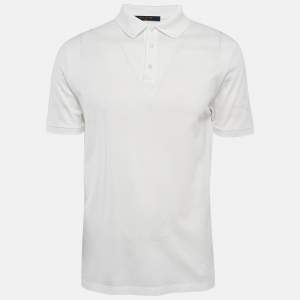 Louis Vuitton White Cotton Pique Polo T-Shirt L