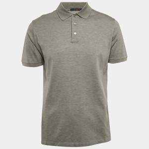 Louis Vuitton Grey LV Embroidered Cotton Pique Polo T-Shirt L