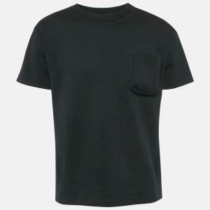 Louis Vuitton Black Cotton Logo Jacquard Knit T-Shirt S