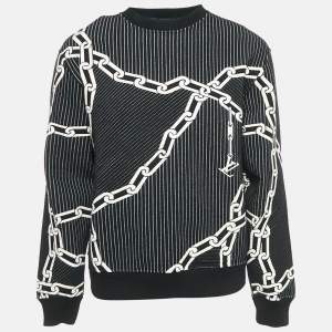 Louis Vuitton Black Quilted 3D Effect Chain Knit Sweatshirt M