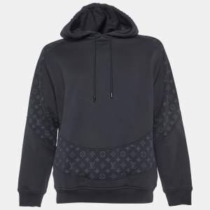 Louis Vuitton Black Cotton Circle Cut Pull-Over Hoodie L
