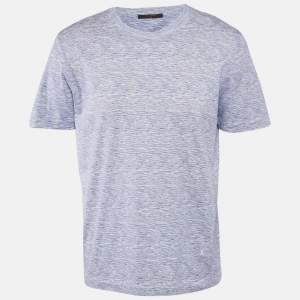 Louis Vuitton Blue Printed Jersey Round Neck T-Shirt XL