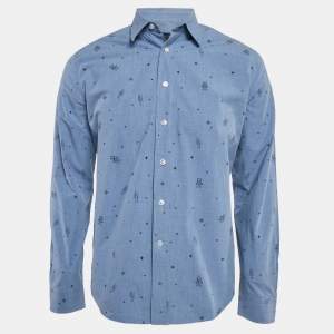 Louis Vuitton Blue Printed Cotton Regular Fit Shirt M