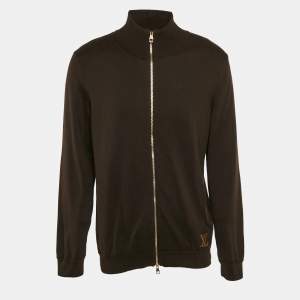 Louis Vuitton Brown Cotton Knit Zip-Up Jacket XL