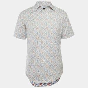 Louis Vuitton White Monogram Jacquard Short-Sleeve Shirt M
