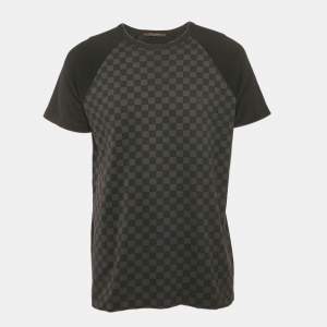 Louis Vuitton Black Damier Print Jersey Raglan Sleeve T-Shirt L