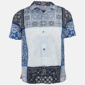 Louis Vuitton Blue Bandana Print Cotton Short-Sleeve Shirt S