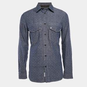 Louis Vuitton Blue Monogram Dobby Denim Button Front Shirt M