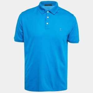 Louis Vuitton Blue Cotton Pique Polo T-Shirt L