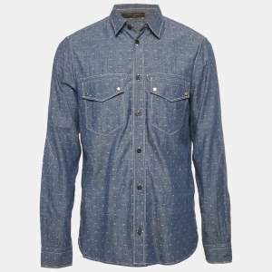 Louis Vuitton Blue Monogram Denim Button Front Shirt L