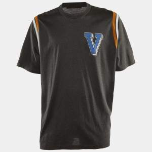Louis Vuitton Grey V Logo Print Cotton Crew Neck T-Shirt 6L