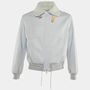 Louis Vuitton Grey Deer Skin Shearling Detail Jacket S