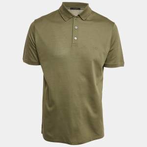 Louis Vuitton Olive Green Cotton Pique Polo T-Shirt L