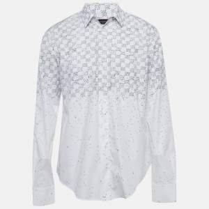 Louis Vuitton White Fading Damier Cotton Long Sleeve Shirt XL