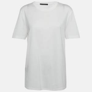 Louis Vuitton White Logo Embroidered Jersey Crew Neck T-Shirt L