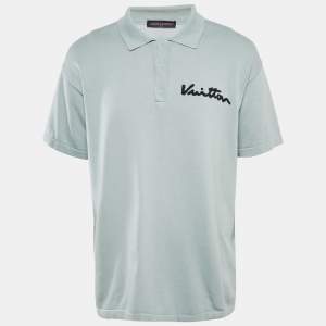 Louis Vuitton Blue Jersey Intarsia Detail Polo T-Shirt XL